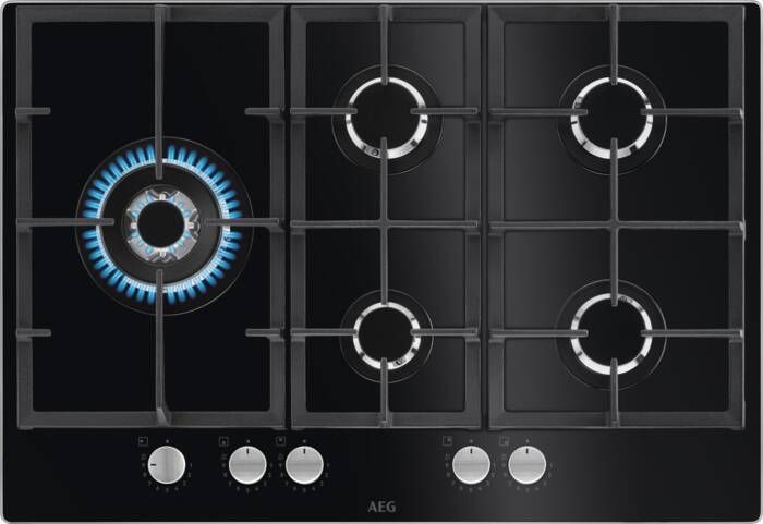 AEG HKB75820NB 949631020 Zwart Ingebouwd 75 cm Gaskookplaat Glas 5 zone(s)