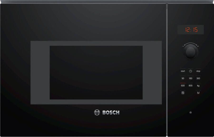 Bosch BFL523MB1F Serie 4 Inbouwmagnetron 38x59 cm 20 l Zwart Eenvoudig te reinigen met hydrolyse