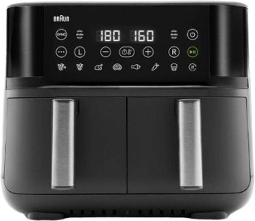 Braun TwinCook 3 Dubbele Airfryer TD3030 8L 2x4L Vaatwasbestendige Lades Zwart