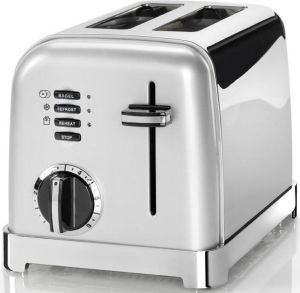 Cuisinart 2 Slice Toaster Broodrooster CPT160SE Ontdooifunctie Bagel functie 6 standen Zilver