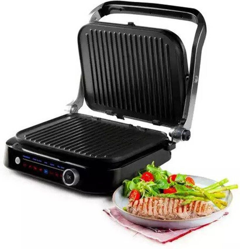 Domo DO9249G Contactgrill 'Grill Genius' Smart Steak-modus Antiaanbaklaag Met display