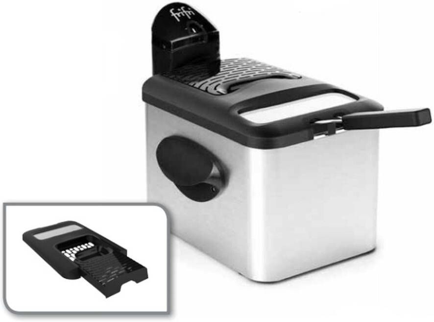 FriFri 5828 DuoG&V Frituurpan friteuse 3 5 liter 3200W Koolstof geur- en vetfilter 1 kg friet RVS 10 jaar garantie - Foto 3