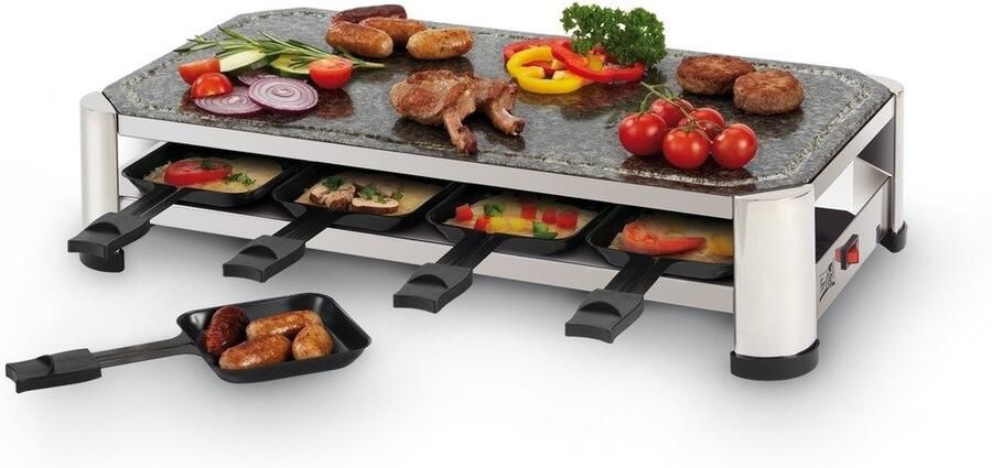 Fritel Steengrill SG 2180 Hotstone Grill Raclette Kerst Natuursteen 1500W 49 5x27cm PFAS-vrij 2 tot 8 Pers. + 8 Raclettepannetjes & Spatels - Foto 3