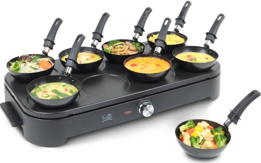 Fritel Gourmet Wok Pancake GWP 2560 Wokset Pannenkoekenmaker Party set 1500W 8x15 cm- 1 tot 8 Pers. + 8 Wokpannetjes & Spatels PFAS-vrij - Foto 2