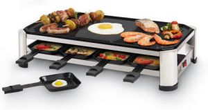 Fritel RG 2170 Raclette grill met bakplaat voor dubbel gebruik grilloppervlak (LxB) 49 5x27cm 2 tot 8 Personen
