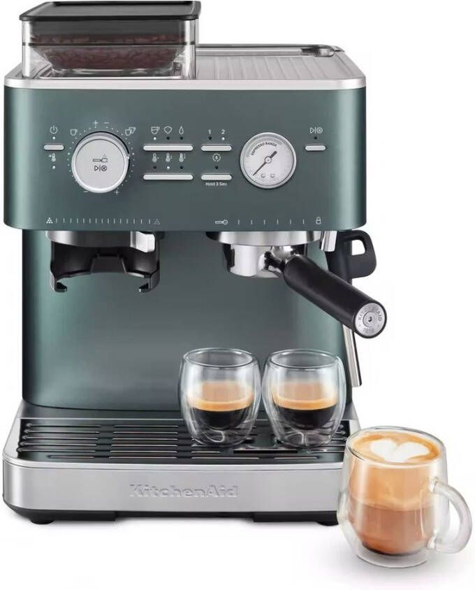 KitchenAid Halfautomatische Espressomachine met Koffiemolen Ingebouwde koffiemolen kantelbaar stoompijpje 15 bar pomp en drukmeter Juniper - Foto 3
