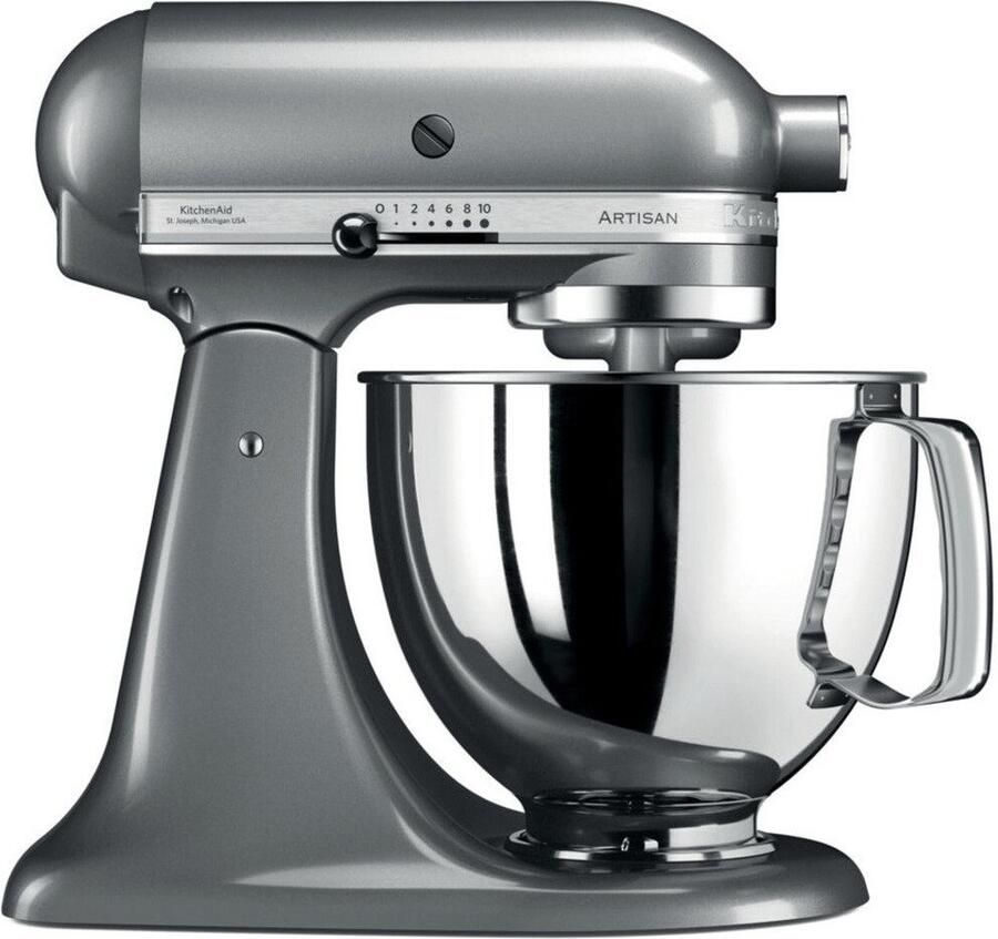 KitchenAid Keukenmachine Artisan Keukenrobot met 3 accessoires en kom van 4 8 L uit roestvrij staal 300 W Contour zilver