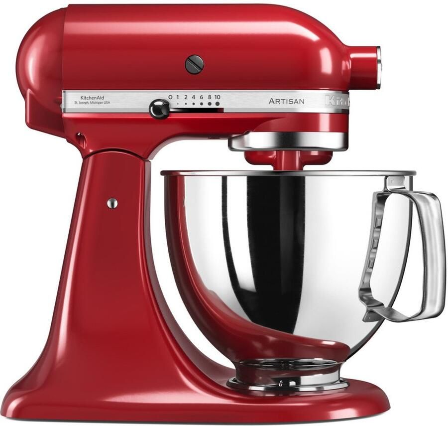 KitchenAid Keukenmachine Artisan Keukenrobot met 3 accessoires en kom van 4 8 L uit roestvrij staal 300 W Keizerrood