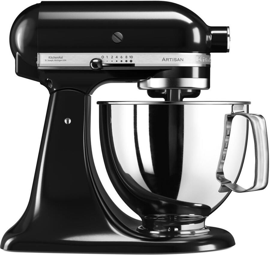 KitchenAid Keukenmachine Artisan Keukenrobot met 3 accessoires en kom van 4 8 L uit roestvrij staal 300 W Onyx zwart - Foto 1