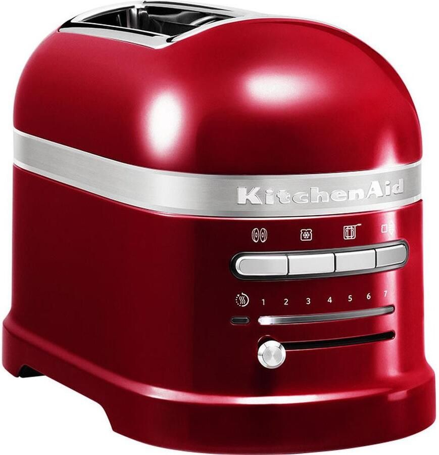 KitchenAid Broodrooster Artisan Toaster voor 2 sneden met tostiklem en verwijderbaar kruimelbakje 7 bruiningsniveaus en bagelfunctie Retro design Appelrood