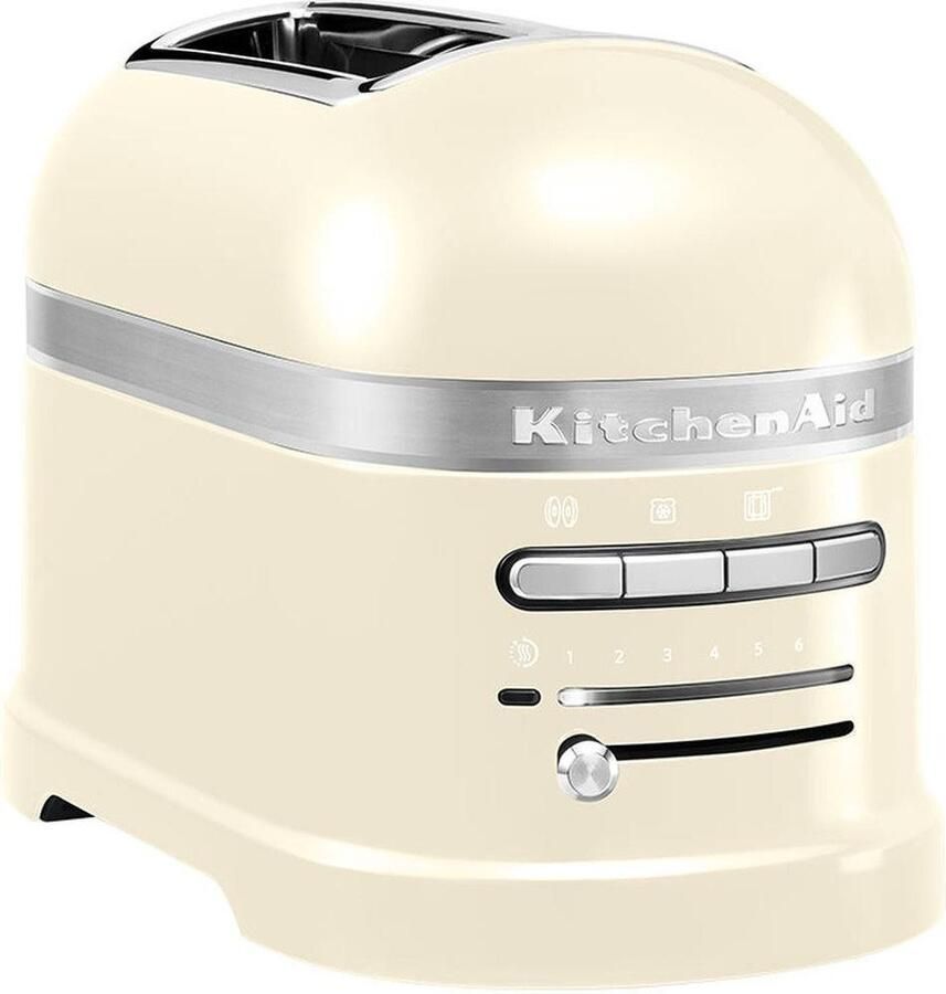 KitchenAid Broodrooster Artisan Toaster voor 2 sneden met tostiklem en verwijderbaar kruimelbakje 7 bruiningsniveaus en bagelfunctie Retro design Amandel
