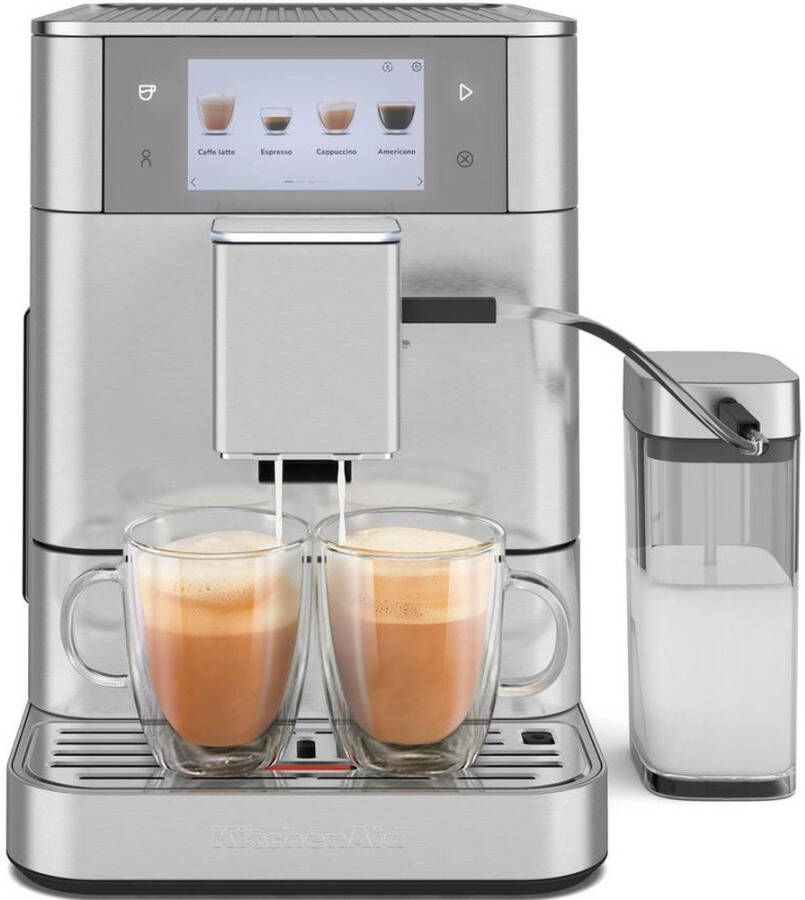 KitchenAid Volautomatische Espressomachine KF8 TTouchscreen 40+ receptopties modus voor plantaardige dranken 2 kopjes tegelijk vullen Roestvrij staal