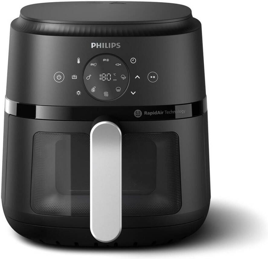 Philips 2000 series NA221 00 friteuse Enkel Vrijstaand 1500 W Heteluchtfriteuse Zwart Zilver