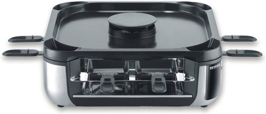 Severin RG 2379 SEVENTO rook- en geurloze raclette gourmet downdraft technologie 8 personen 1900 W Zwart Zilver