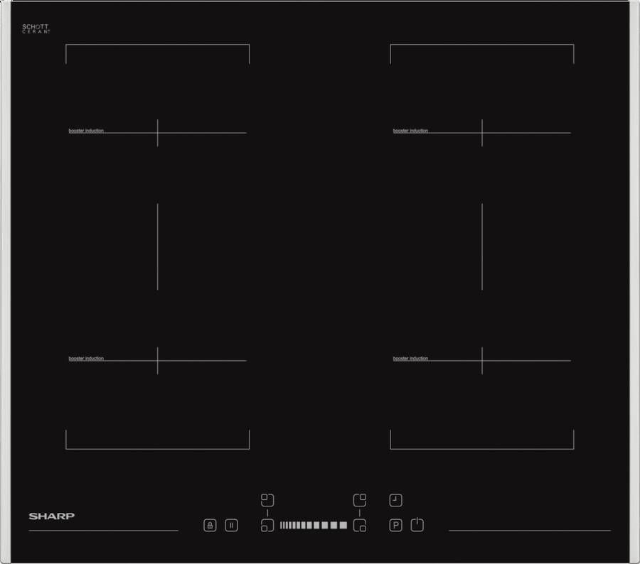 Sharp KH6I38FS00EU-inductie kookplaat-inbouw- 4 kookzones-double cookbridge