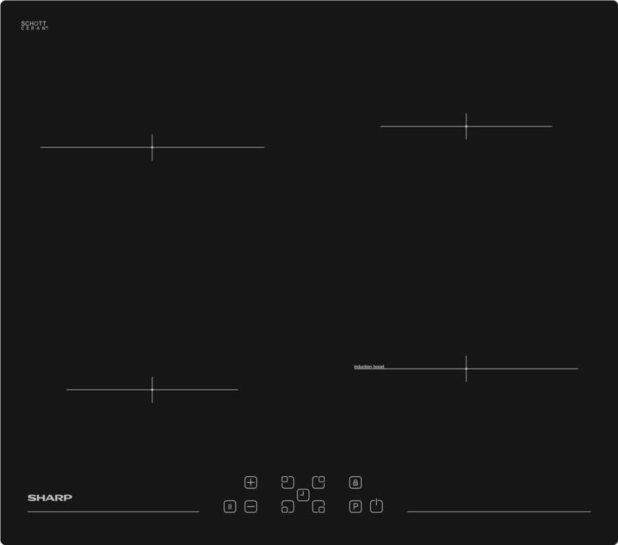 Sharp KH6I45FT0IEU-inductie kookplaat-inbouw-4 kookzones-Front Touch bediening