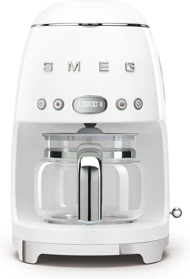 Smeg DCF02WHEU Filterkoffiemachine Koffiezetapparaat 10 Koppen Warmhoudfunctie 40 min Aroma Instelling Programmeerbare Startfunctie 50 s Style Wit