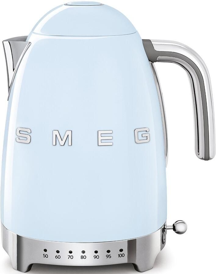 Smeg KLF04PBEU Waterkoker met Variabele Temperatuur 1 7 Liter 2400W 7 Temperatuurstanden Warmhoudfunctie RVS '50s Style Pastelblauw