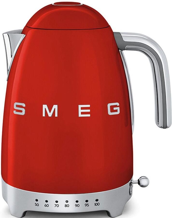 Smeg KLF04RDEU Waterkoker met Variabele Temperatuur 1 7 Liter 2400W 7 Temperatuurstanden Warmhoudfunctie RVS '50s Style Rood