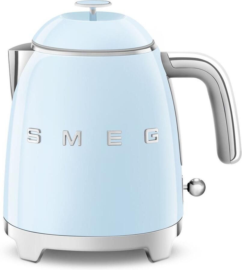 Smeg KLF05PBEU Mini Waterkoker 0 8 Liter 1400W Dubbelwandig RVS Kalkfilter '50s Style Pastelblauw