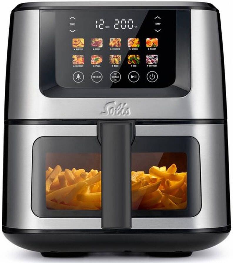 Solis Airfryer Air Fry & Dry XL Multifunctionele Heteluchtfriteuse 40 tot 230 Graden 7.5L 10 Verschillende Programma's RVS