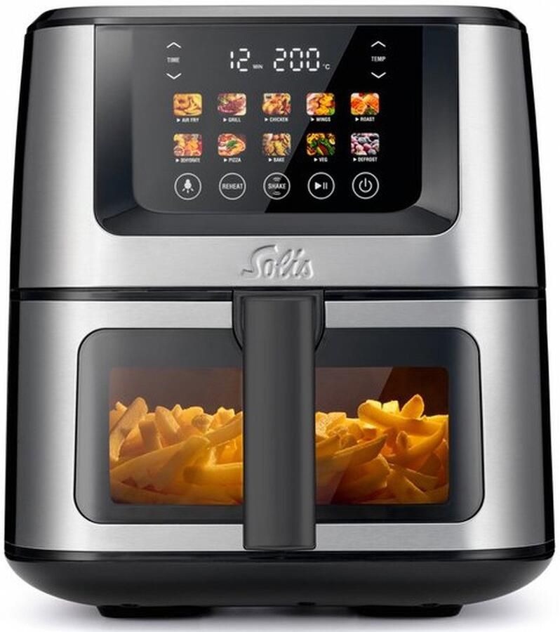 Solis Airfryer Air Fry & Dry XL Multifunctionele Heteluchtfriteuse 40 tot 230 Graden 7.5L 10 Verschillende Programma's RVS