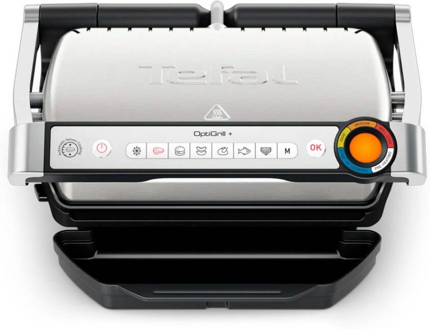 Tefal Optigrill+ GC718D10 Contactgrill 6 automatische programma s RVS Inclusief tang 2000W