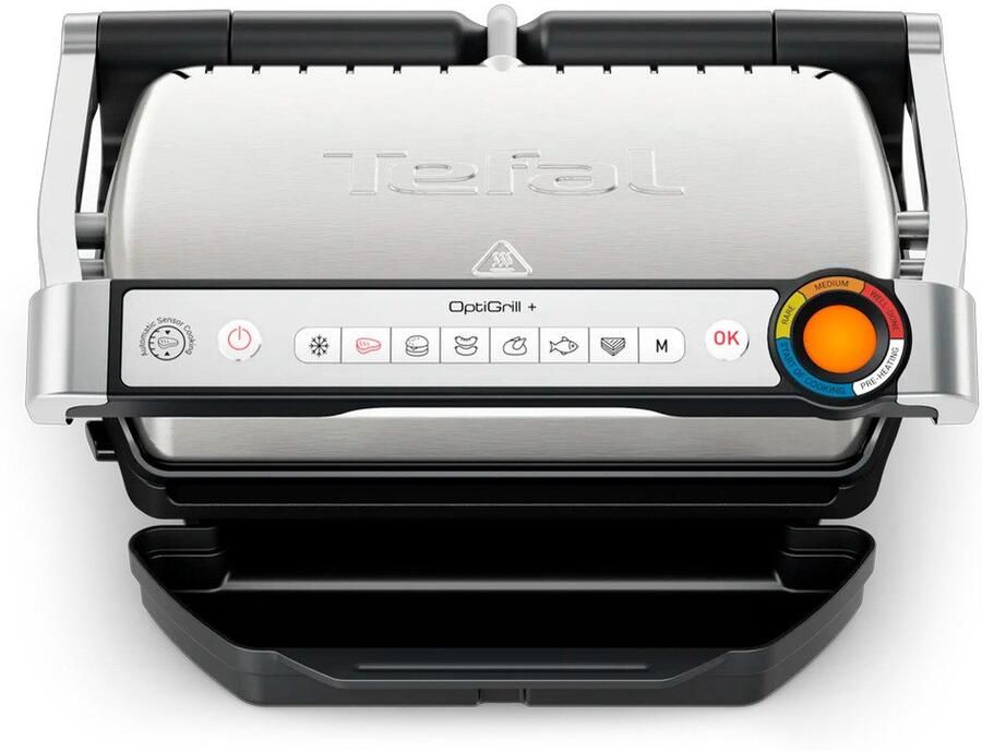 Tefal Optigrill+ GC718D10 Contactgrill 6 automatische programma s RVS Inclusief tang 2000W