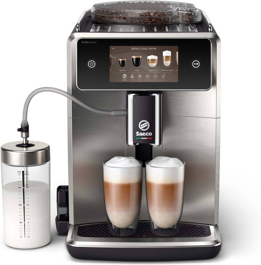 Saeco Philips Xelsis Deluxe SM8785 00 Espressomachine 22 Soorten Warme Drankjes Zwart Zilver + AquaClean Filter