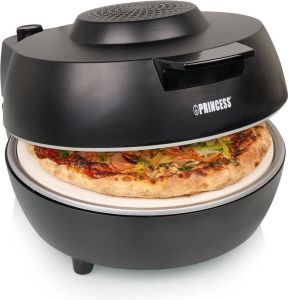Princess 115005 Pizzaoven Pizzamaker en oven Regelbare thermostaat 1200W Keramische pizzasteen 400graden diameter 30cm Zwart