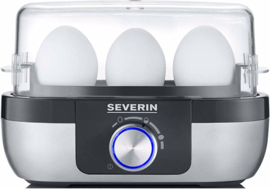 Severin EK 3163 Eierkoker electrisch 3 eieren zilver zwart - Foto 2