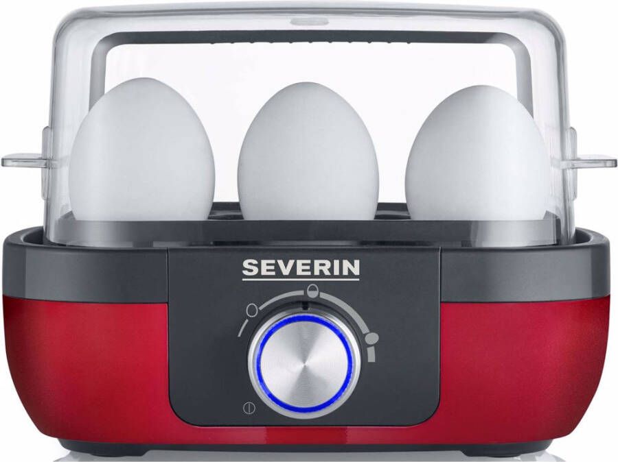 Severin EK 3168 eierkoker voor 6 eieren pocheerfunctie rood