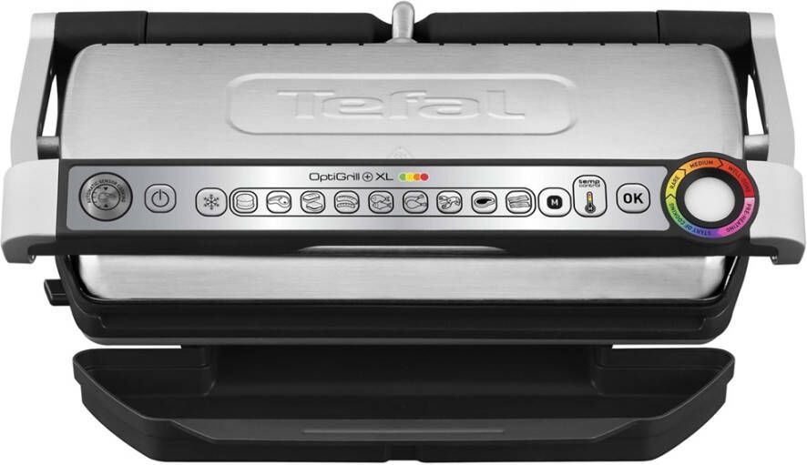 Tefal OptiGrill+ XL GC722D16 Contactgrill Groot grilloppervlak 9 automatische kookprogramma s 2000W RVS