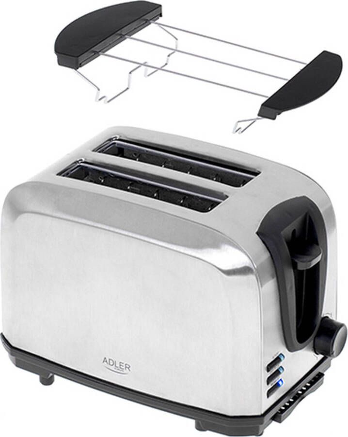 Adler AD3222 Broodrooster Toaster met broodjesrooster 1000 Watt