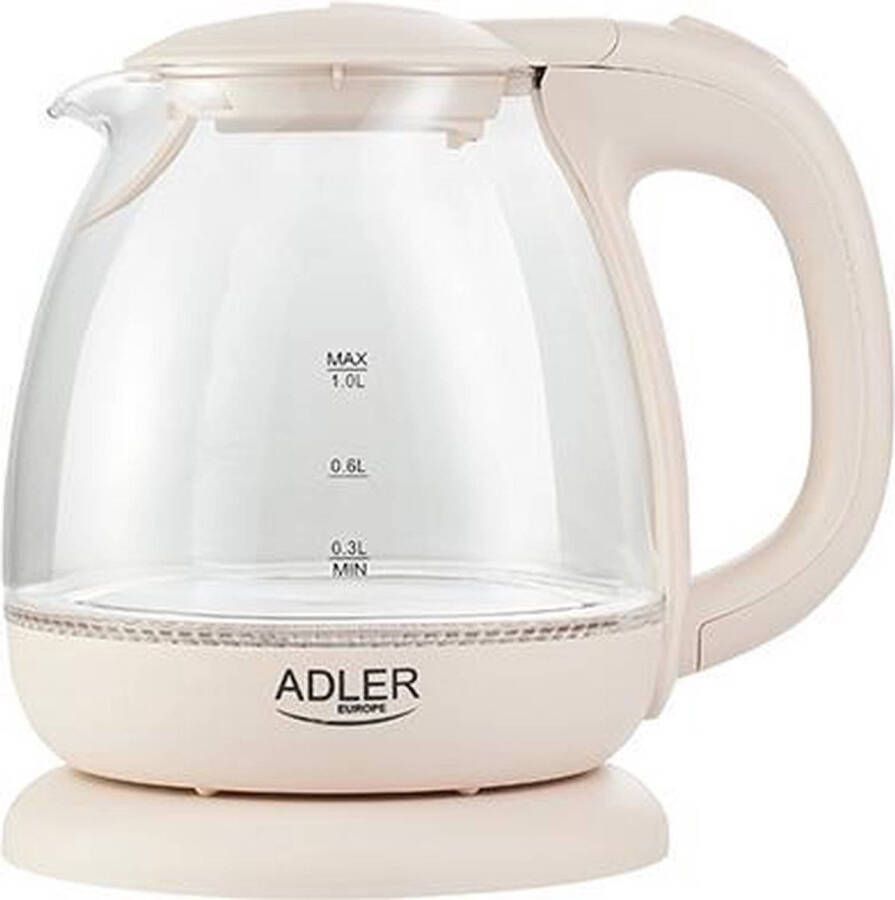 Adler Top Choice Waterkoker met led glas 1 liter creme