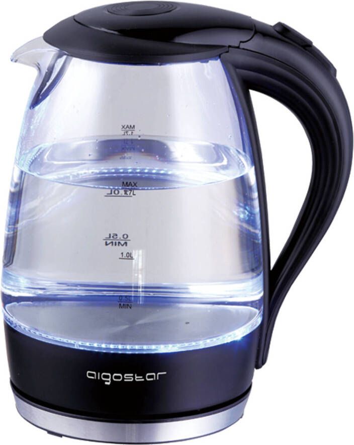 Aigostar Adam 30GOM Glazen Waterkoker met Led verlichting Zwart 2200W 1 7 Liter Glas