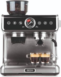 Beem Espressomachine Grind Profession – 15 bar – incl. bonenmaler – 30 maalstanden espressoapparaat – koffiezetapparaat Zwart