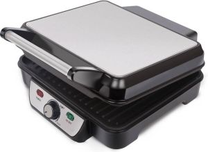 BES LED Contactgrill Tosti Apparaat Tosti Ijzer Aigi Cale Cool Touch RVS Zwart Zilver
