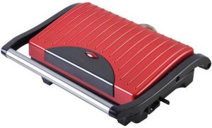 BES LED Contactgrill Tosti Apparaat Tosti Ijzer Aigi Wirmo Cool Touch RVS Rood