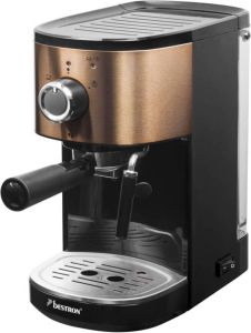 Bestron Espressomachine voor 2 kopjes Pistonmachine met draaibare stoompijp 15 Bar pompdruk 1450W koper