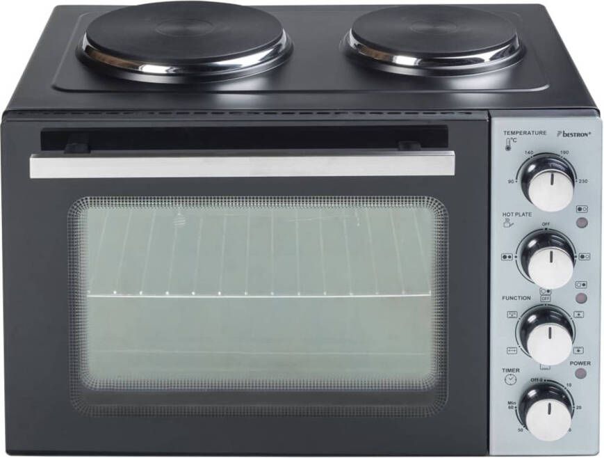Bestron Mini-keuken AOV31CP Crispy & Co. met oven en 2-pits kookplaat 3200 w zwart