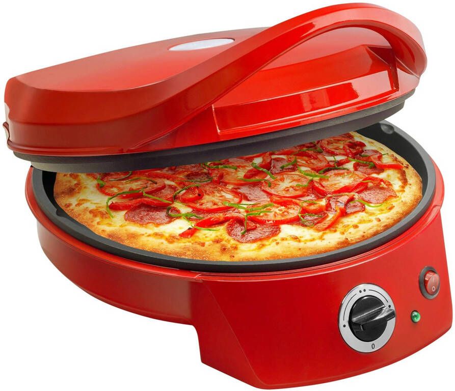 Bestron Pizzaoven tot max. 230 °C Pizzamaker met boven- onderwarmte voor zelfgemaakte of diepvriespizza's tarte flambée quiche of wraps tot Ø 27cm 1.800 watt Rood