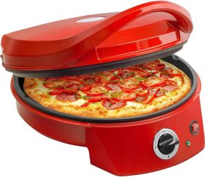 Bestron Pizzaoven tot max. 230 °C Pizzamaker met boven- onderwarmte voor zelfgemaakte of diepvriespizza's tarte flambée quiche of wraps tot Ø 27cm 1.800 watt Rood