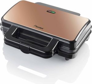 Bestron XL Tosti ijzer voor 2 Tosti's Tosti apparaat met antiaanbaklaag & indicatielampje 1000W koper