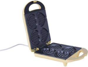 Bestron Wafelijzer voor hartvormige Wafels op een stokje Wafelmaker met antiaanbaklaag & indicatielampje 780W geel