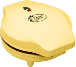 Bestron Wafelijzer voor klassieke hartwafels Wafelmaker voor wafels in hartvorm met indicatielampje & antiaanbaklaag retro-design 700 Watt geel
