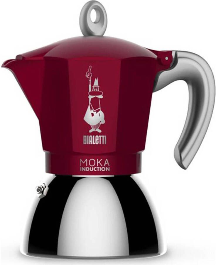 Bialetti New Moka Induction koffiezetapparaat rood zwart grijs 6 kopjes