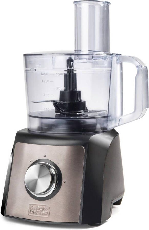 BLACK+DECKER BXFPA1200E Keukenmachine 1.200 W Karaf 1 5L 2 Snelheden Turbofunctie 8 Accessoires Roestvrijstalen Afwerking Anti-vingerafdruk BPA-vrij