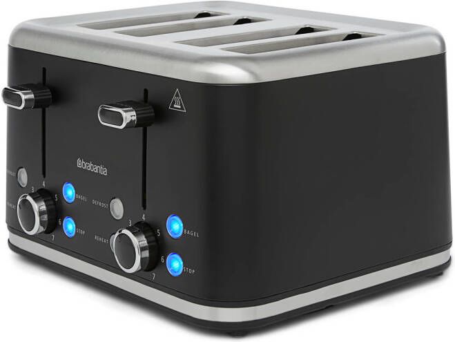Brabantia BBEK1031NMB Broodrooster 4 Extra Brede Sleuven RVS Aluminium 1800 Watt Zwart - Foto 1
