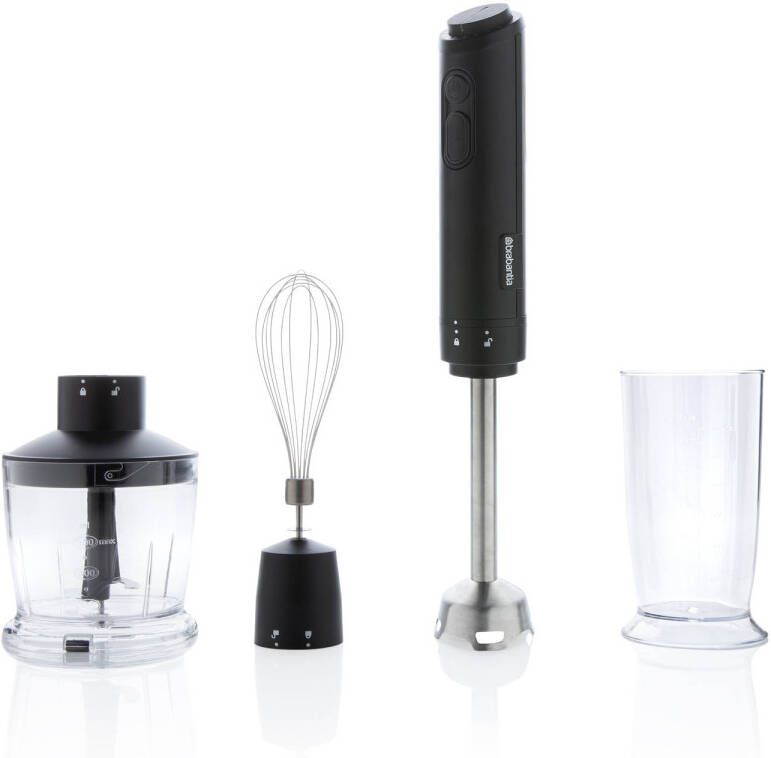 Brabantia D8-4CMB Staafmixer set IJscrusher Hakmolen Garde 1000 Watt 8 snelheden Zwart RVS